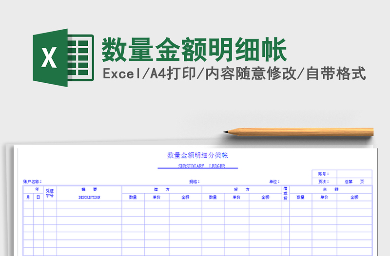 2022年数量金额明细帐免费下载