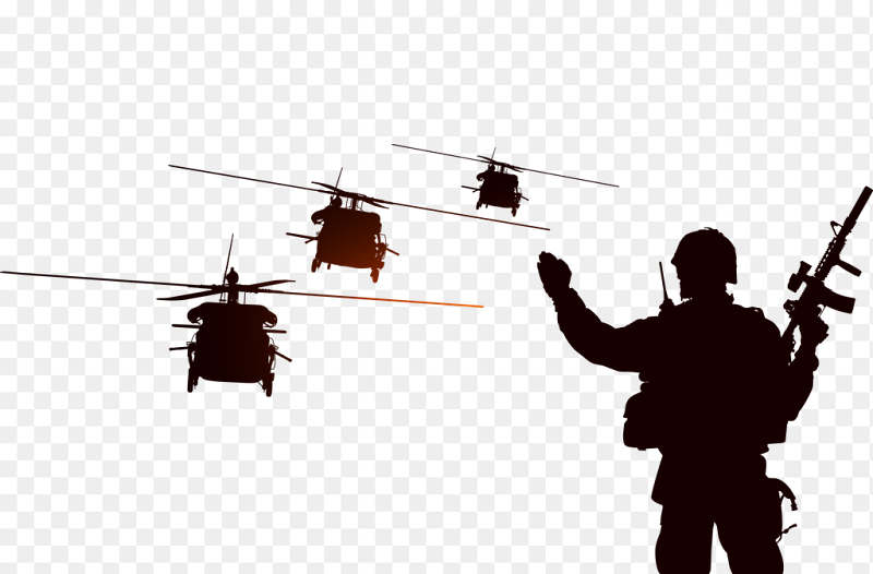 黑色士兵军人直升飞机战斗机剪影党政免抠元素素材