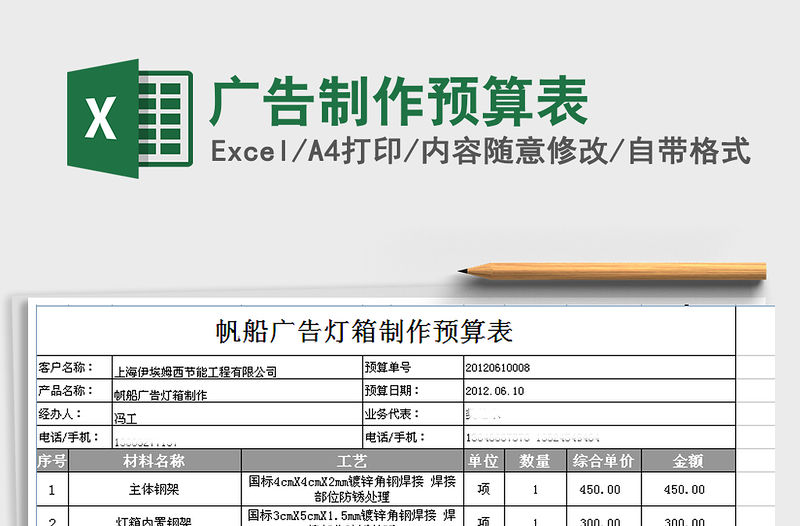 2021年廣告制作預算表