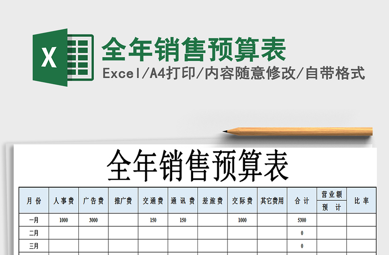 2021年全年銷售預(yù)算表
