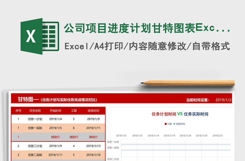 公司項(xiàng)目進(jìn)度計(jì)劃甘特圖表Excel模板