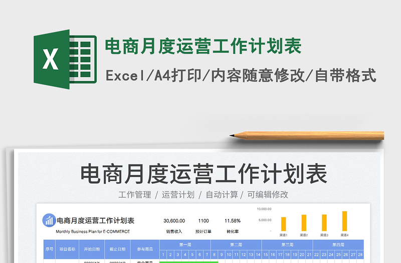 2023電商月度運(yùn)營工作計(jì)劃表免費(fèi)下載