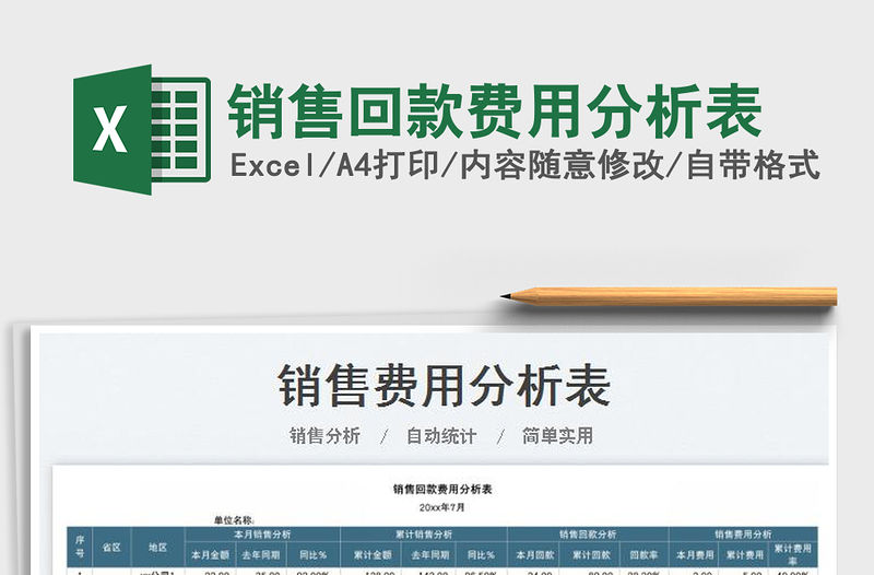 2023銷售回款費用分析表免費下載