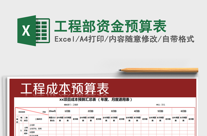 2021年工程部资金预算表免费下载