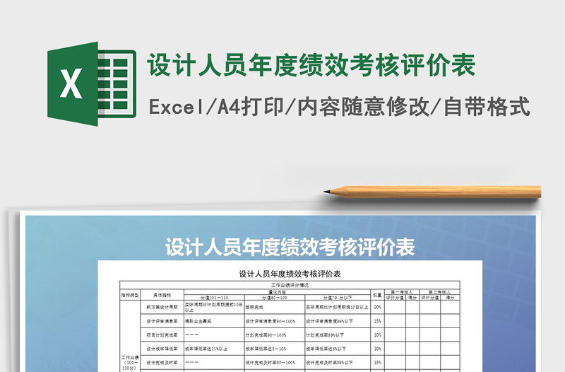 2021年设计人员年度绩效考核评价表