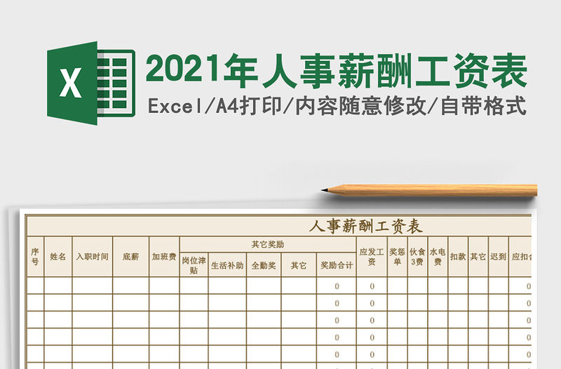 2021年人事薪酬工資表