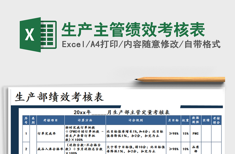 2021年生产主管绩效考核表