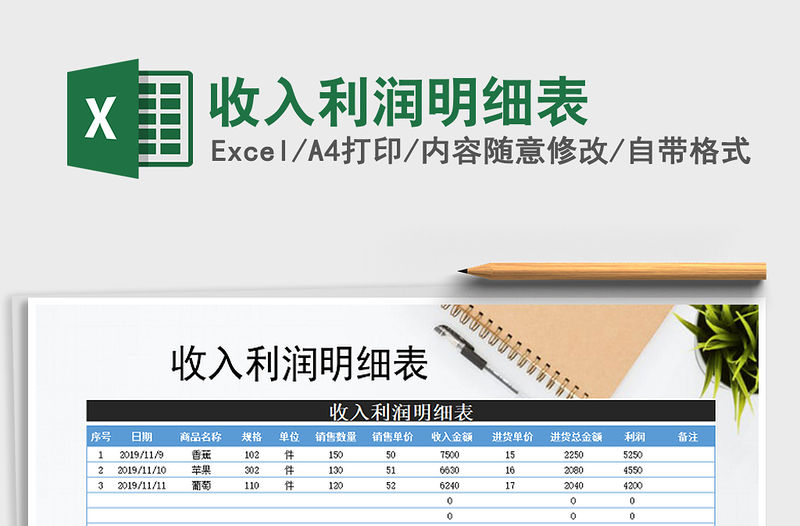 2021年收入利潤明細表