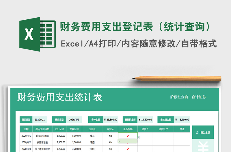 2021年财务费用支出登记表（统计查询）