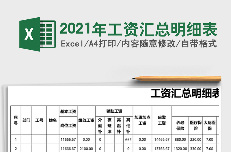 2021年工資匯總明細(xì)表