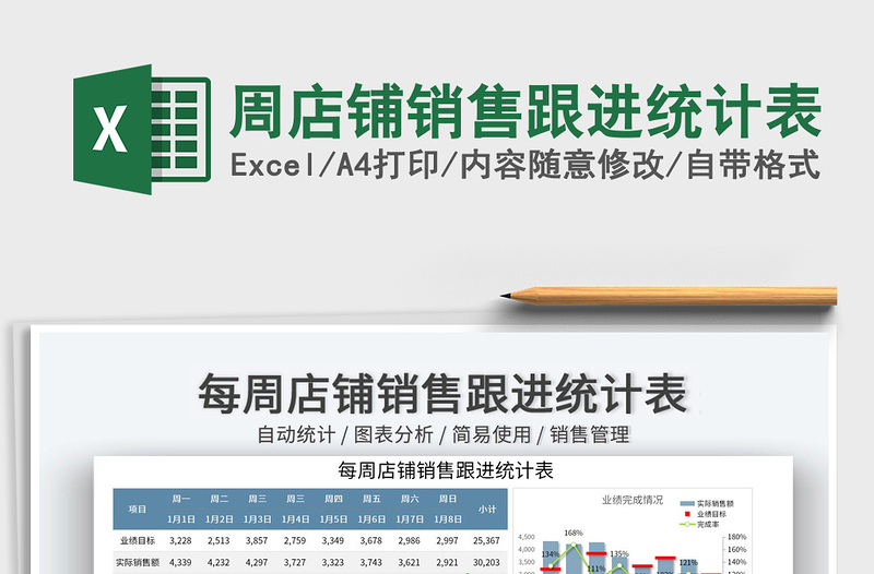 2023周店鋪銷售跟進統(tǒng)計表免費下載