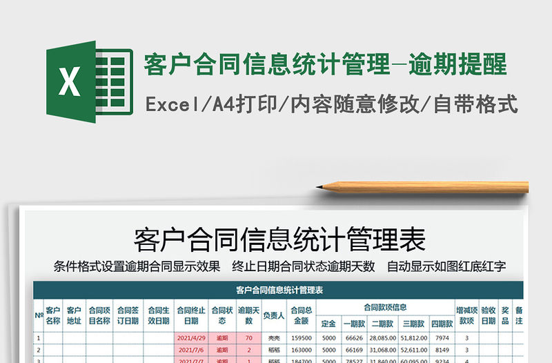 2021客戶合同信息統(tǒng)計(jì)管理-逾期提醒免費(fèi)下載