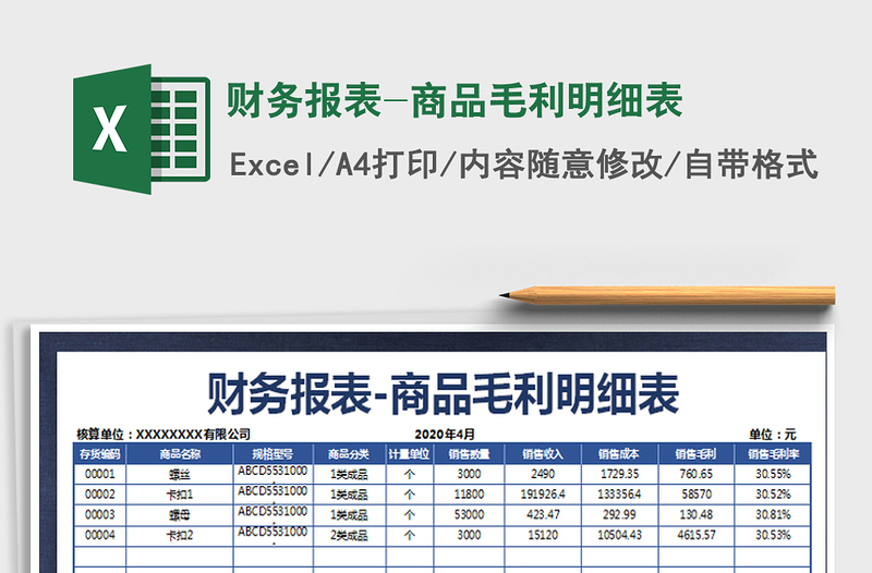 2021年财务报表-商品毛利明细表