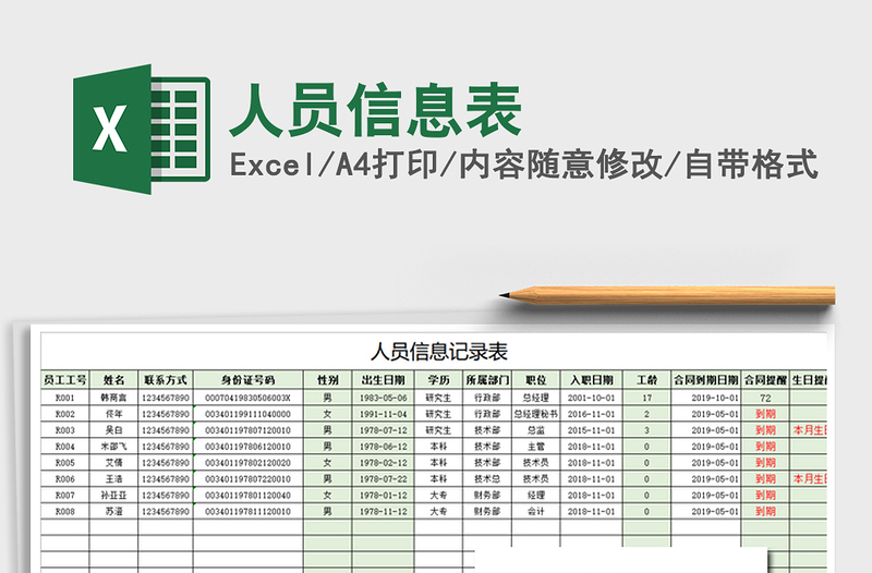 2022年人员信息表