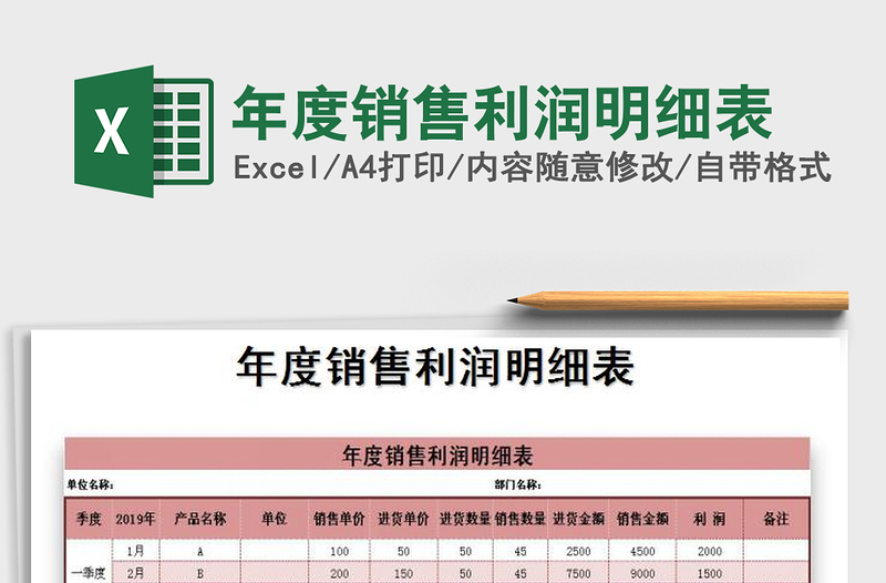 2022年年度銷售利潤明細(xì)表