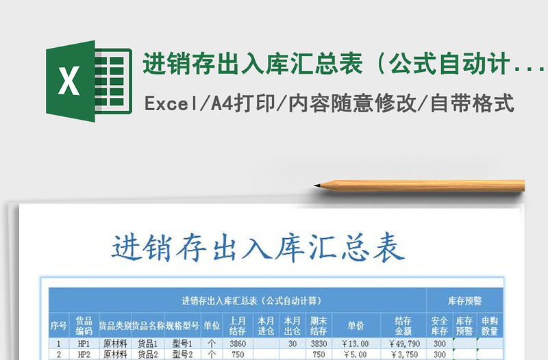 2022年進(jìn)銷存出入庫匯總表(公式自動(dòng)計(jì)算)免費(fèi)下載