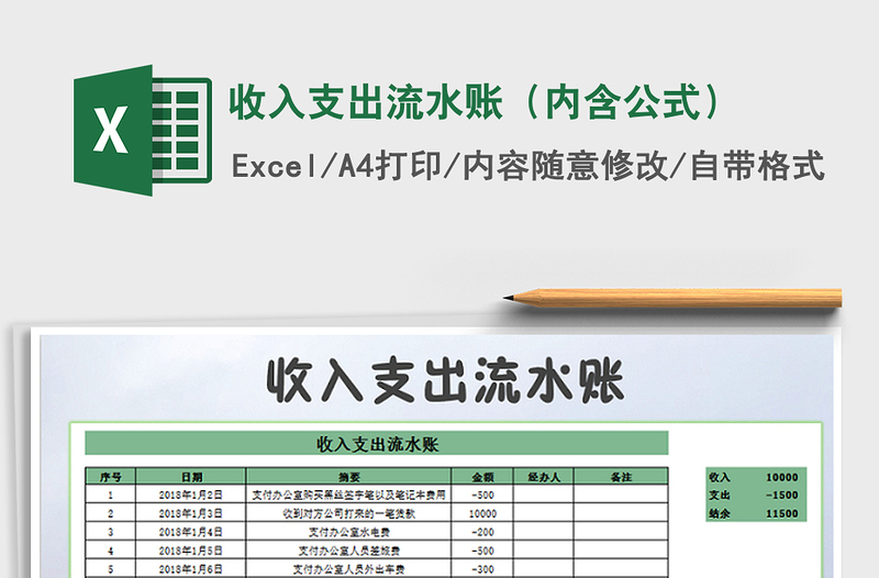 2021年收入支出流水賬(內(nèi)含公式)