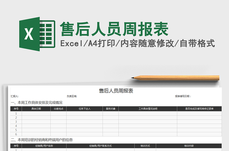 2021年售后人员周报表