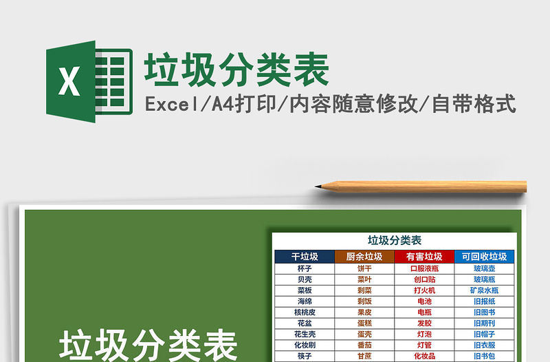 2021年垃圾分類表