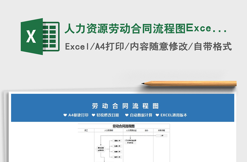 2021人力資源勞動合同流程圖Excel模板免費下載