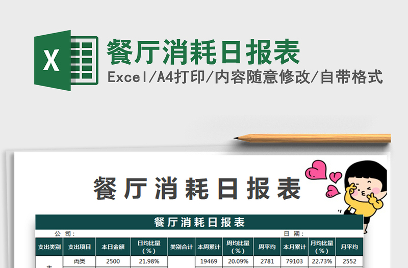 2022餐廳消耗日報(bào)表免費(fèi)下載