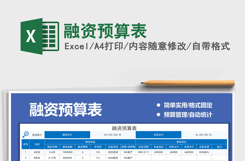 2022融資預(yù)算表免費(fèi)下載