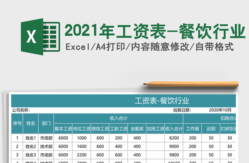 2021年工資表-餐飲行業(yè)