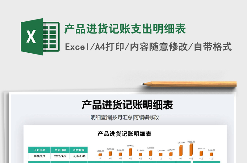 2021年產(chǎn)品進(jìn)貨記賬支出明細(xì)表