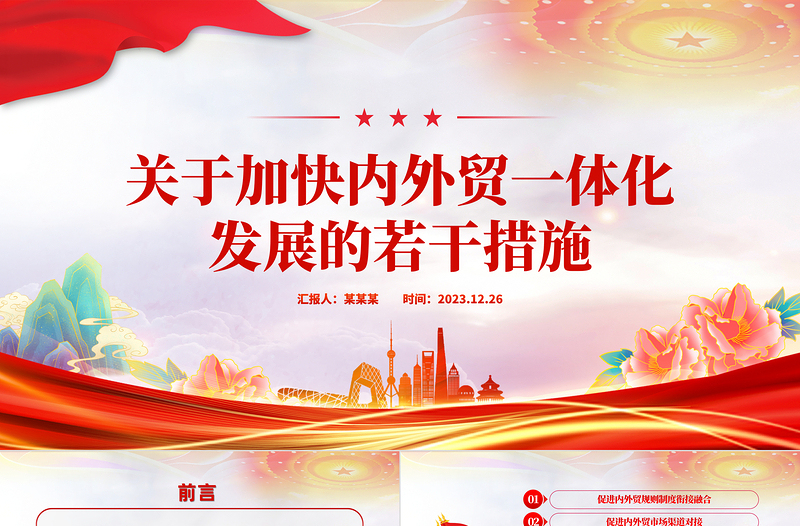 關(guān)于加快內(nèi)外貿(mào)一體化發(fā)展的若干措施PPT精美簡潔高質(zhì)量發(fā)展專題課件