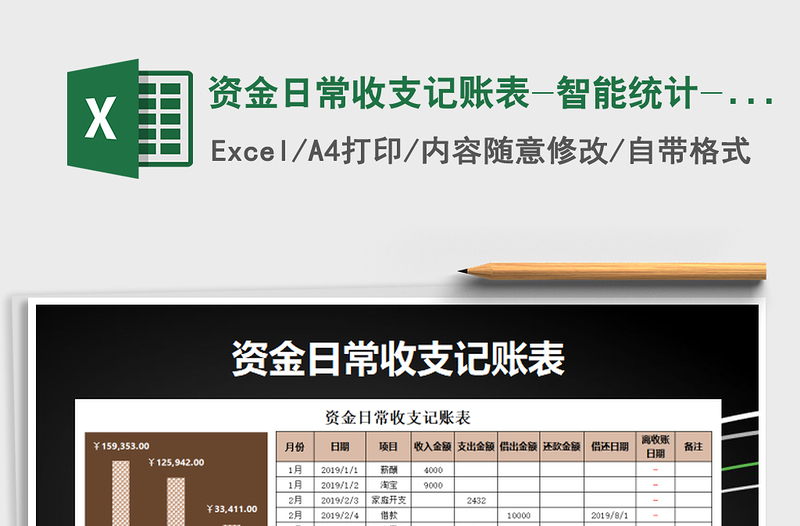 2021年资金日常收支记账表-智能统计-方