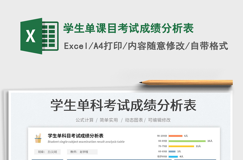 2023學(xué)生單課目考試成績分析表免費(fèi)下載