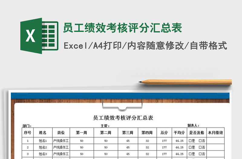 2021年员工绩效考核评分汇总表