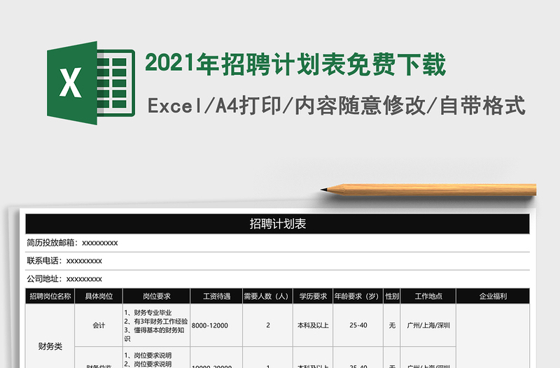 2021年招聘計劃表免費下載