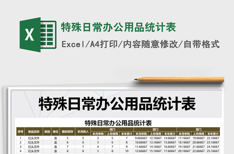 2021年特殊日常辦公用品統計表