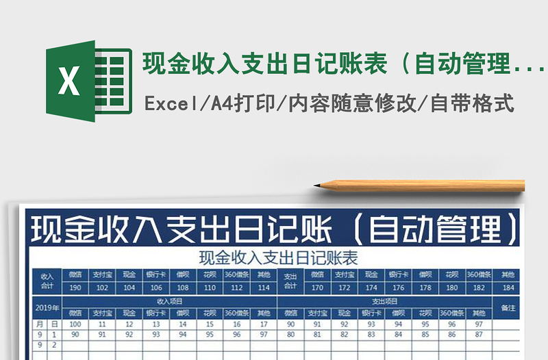 2021年現(xiàn)金收入支出日記賬表(自動管理)