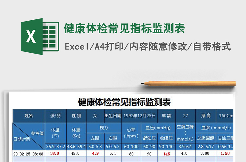 2021年健康体检常见指标监测表