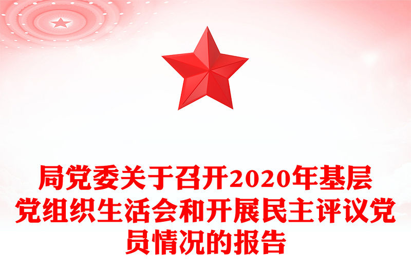 局黨委關于召開2020年基層黨組織生活會和開展民主評議黨員情況的報告