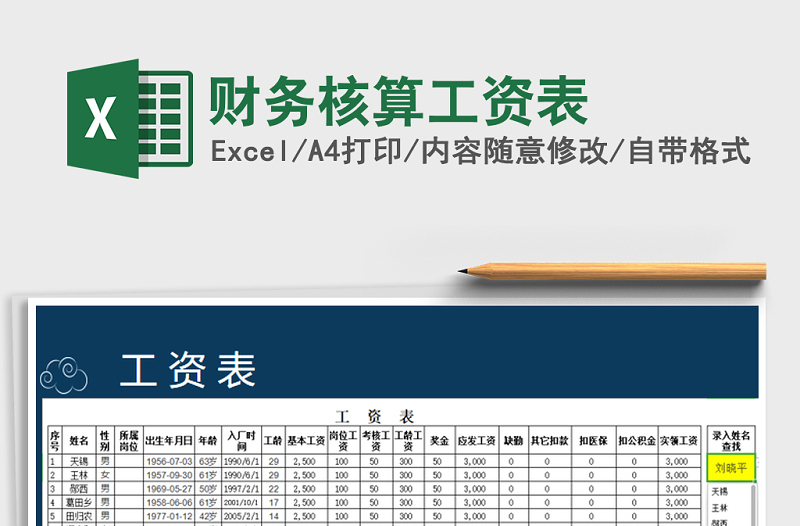 2021年財務(wù)核算工資表