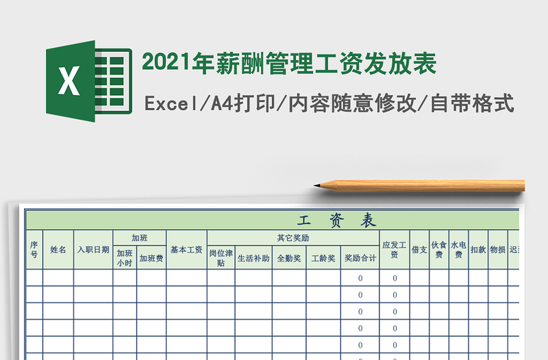 2021年薪酬管理工資發(fā)放表