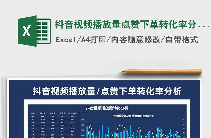 2021抖音視頻播放量點贊下單轉(zhuǎn)化率分析免費下載