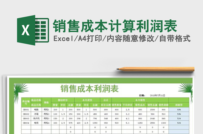 2021年銷售成本計算利潤表