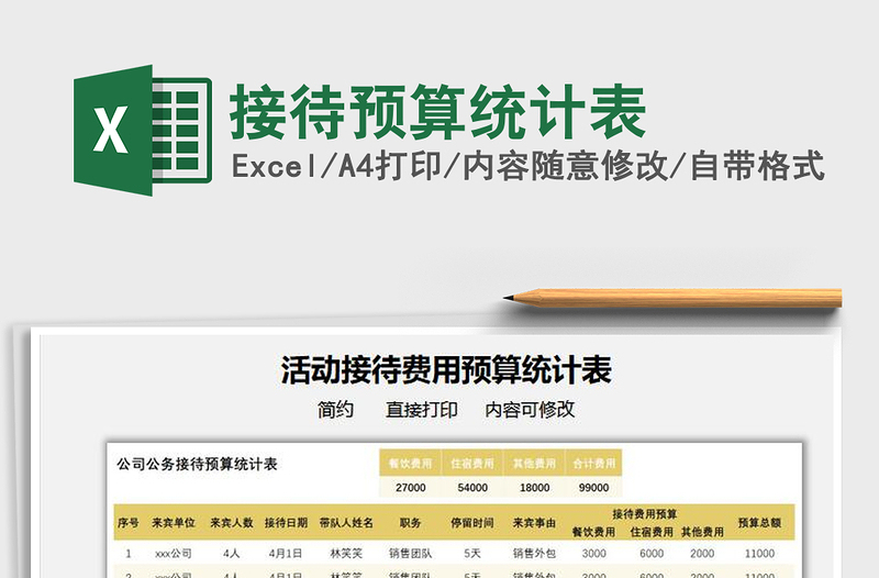 2022接待預算統(tǒng)計表免費下載