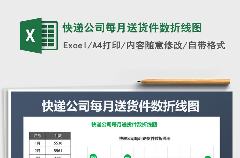 2021年快遞公司每月送貨件數(shù)折線圖免費(fèi)下載