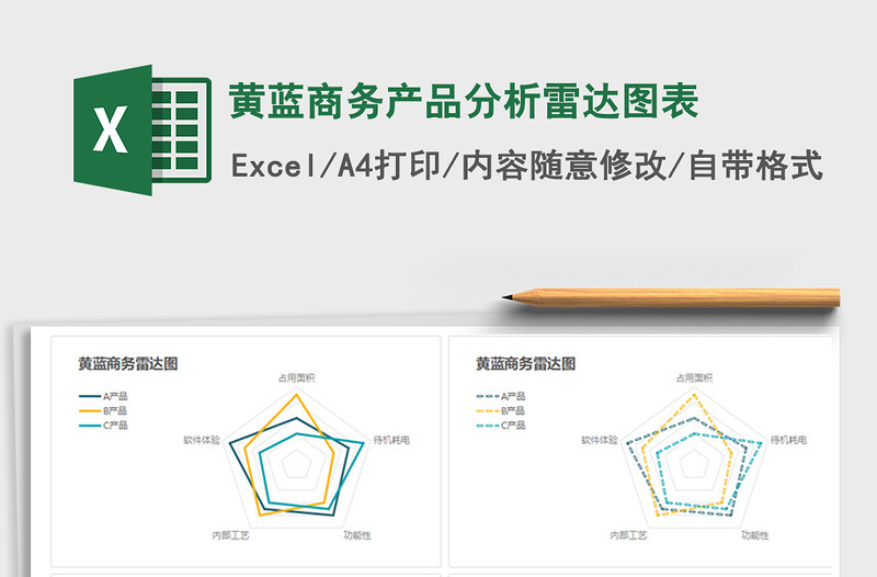 2021年黄蓝商务产品分析雷达图表