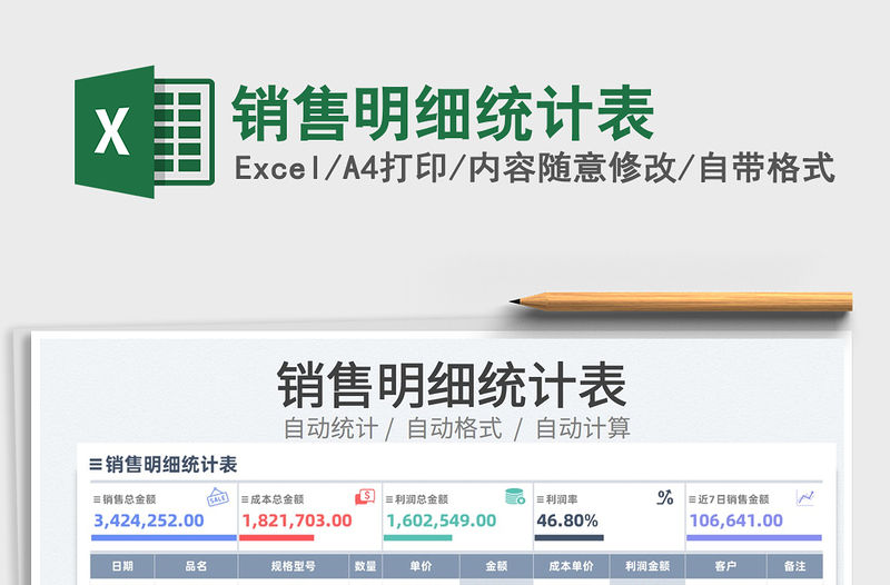 2022銷售明細統計表免費下載