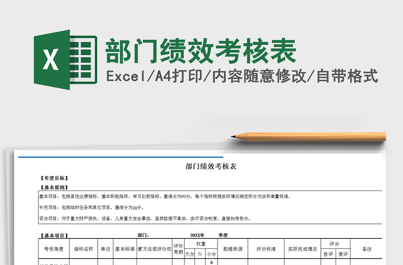 2021年部門績效考核表