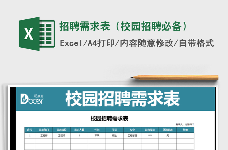 2021年招聘需求表(校園招聘必備)免費(fèi)下載