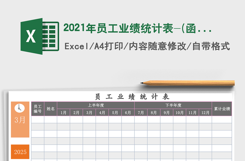 2021年員工業(yè)績統(tǒng)計表-(函數(shù)自動匯總)