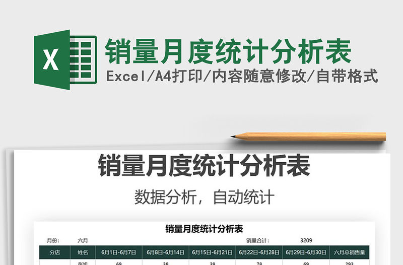 銷量月度統(tǒng)計分析表免費下載