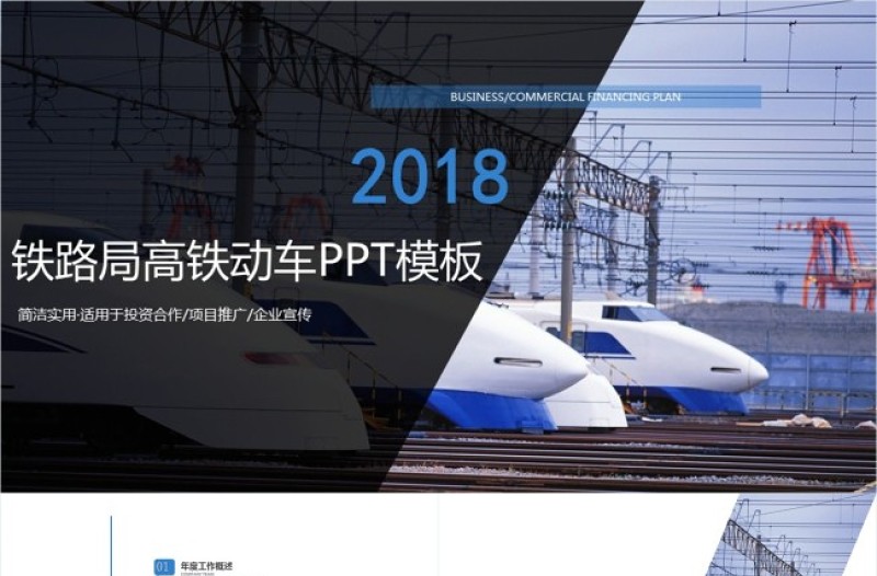 和諧號動車高鐵ppt鐵路系統(tǒng)PPT模板
